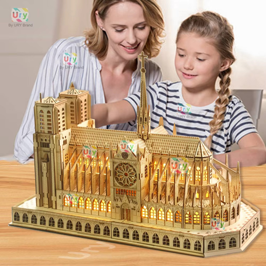 3D-Holzpuzzle Notre Dame Kathedrale Gebäudehaus, mit Licht, ab 14 Jahre - Bild 6