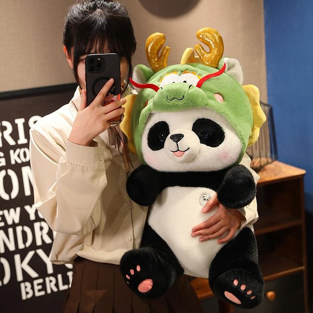 Yiran toy Panda Drache Bambus Frucht Plüschpuppe, Schwarz, Weiß - Bild 1