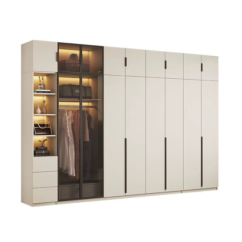 DUTRIEUX Kleiderschrank mit Schiebetüren in Weiß im skandinavischen Design mit integrierter Beleuchtung und offenen Regalfächern - Bild 2