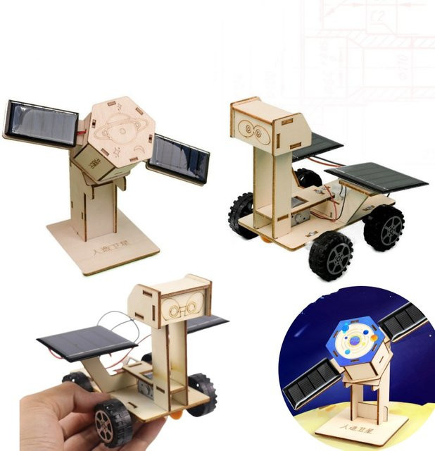 Meade DIY Solarenergie Satelliten-Rover-Modell, 3D-Holzpuzzlespielzeug, Weltraum - Bild 1