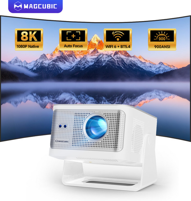 Magcubic HY350Max Android 14 Autofokusprojektor in Weiß mit 900 ANSI Lumen, Full HD 1080P, 8K Unterstützung, Wifi6 und Bluetooth 5.4 - Bild 1