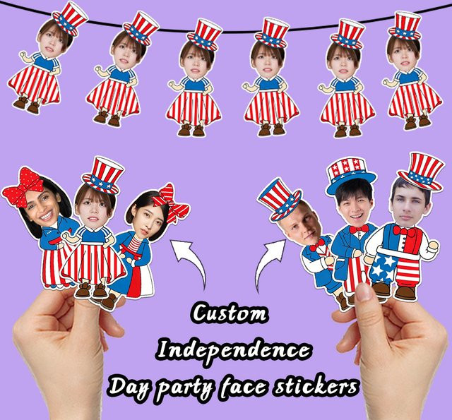 Personalisiertes Amerikanisches Flaggen-Banner mit eigenem Foto als Wimpelkette in Mehrfarbig für Partys und Veranstaltungen - Bild 1