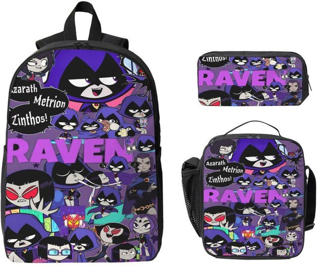 3-teiliges Teen Titans Go Beast Boy Schulset von Fancy Style Studio mit Rucksack, Federmäppchen und Brotdose in Multicolour - Bild 1