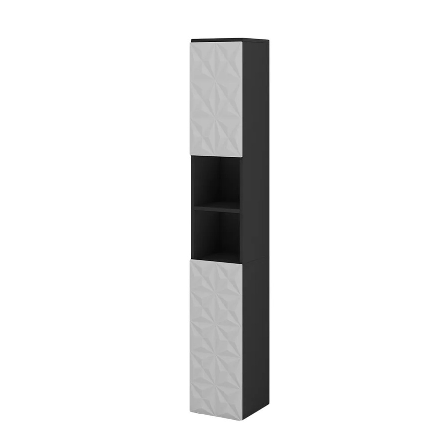 Vicco Badschrank Edge Hochschrank für das Badezimmer in Schwarz/Weiß mit 2 Türen und 6 Fächern, B/T/H: 30 x 22,81 x 190 cm - Bild 3