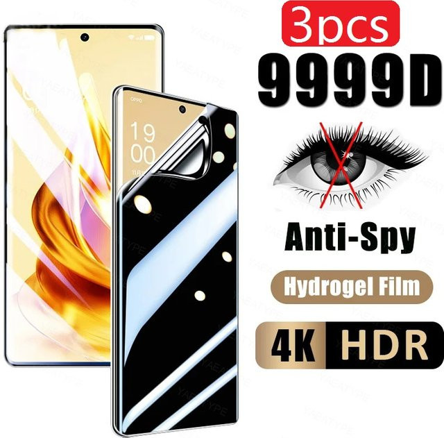 3er-Pack Anti-Spy Privatsphäre Hydrogel-Displayschutz für OPPO A12, A12s, A15s, A16, A17, A18, A32, A33, A35, A36, A38 (Transparent) - Bild 1