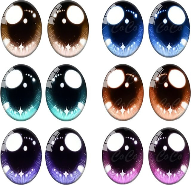 5 Paar Puppenkristall Auge, Ovales Fotoglas Cabochon, Corn Flower - Bild 1