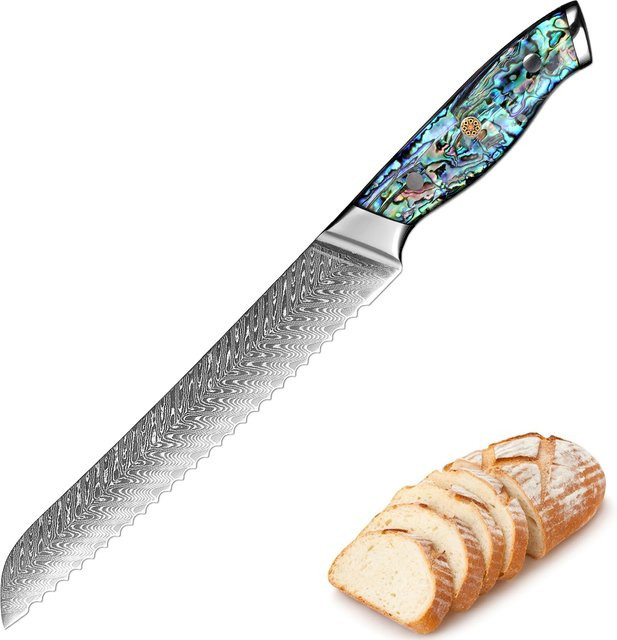 Xituo Japanisches Brotmesser aus Damaststahl, gezahnt, Mehrfarbig, Länge: 20,3 cm - Bild 1