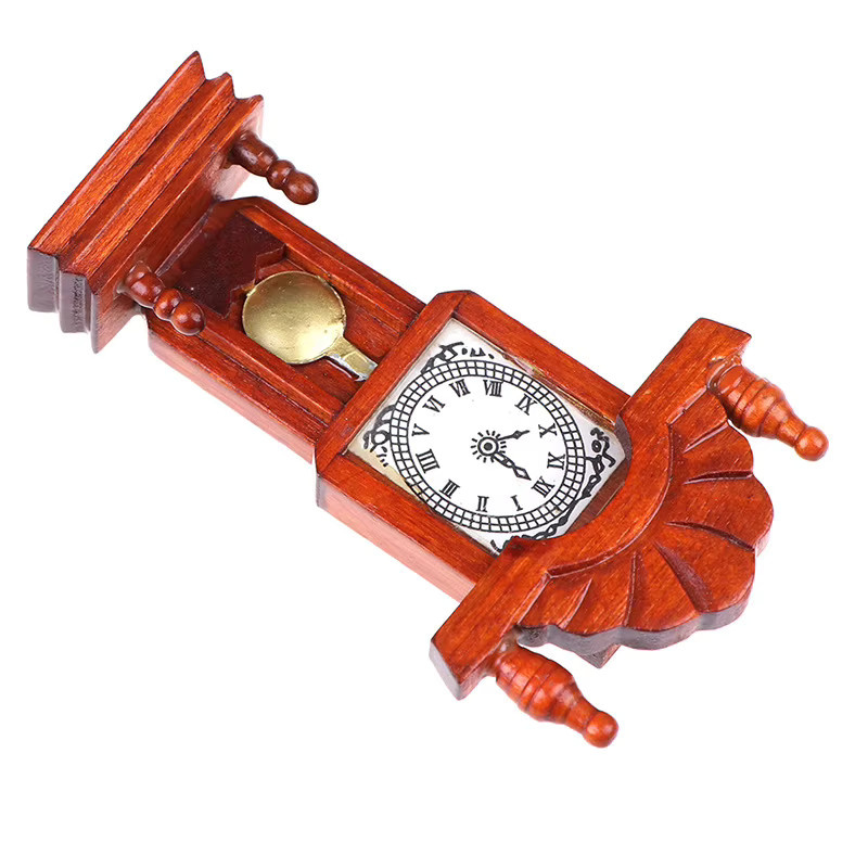 Miniatur-Gartendekorationszubehör, Wohnzimmer-Kollektion, Uhr, Holz, Braun - Bild 4