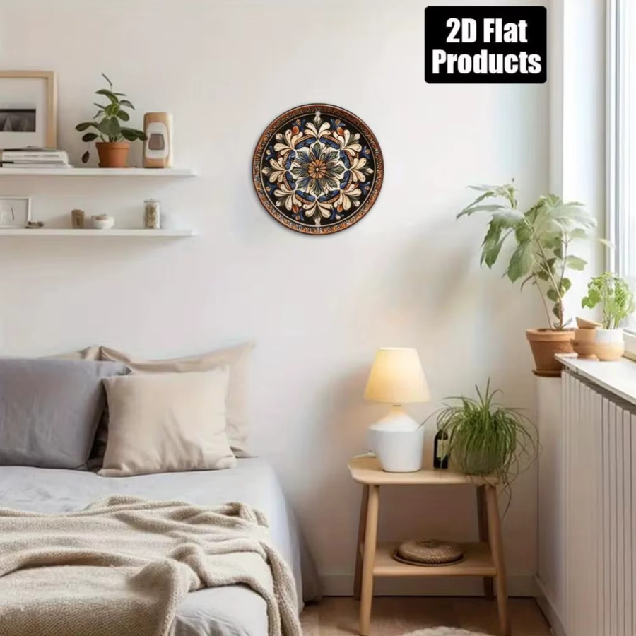 Rundes Aluminiumschild CIFBUY mit Mandala-Blumen-Design in Multicolour, Retro-Deko aus Metall, Durchmesser: 20 cm - Bild 4