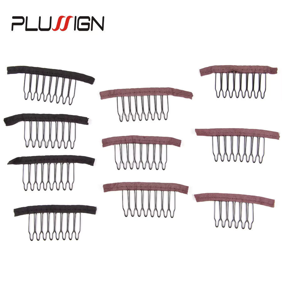 plussign Perückenkämme und Metall-Perückenclips, 12 Stück, schwarzbraun - Bild 2