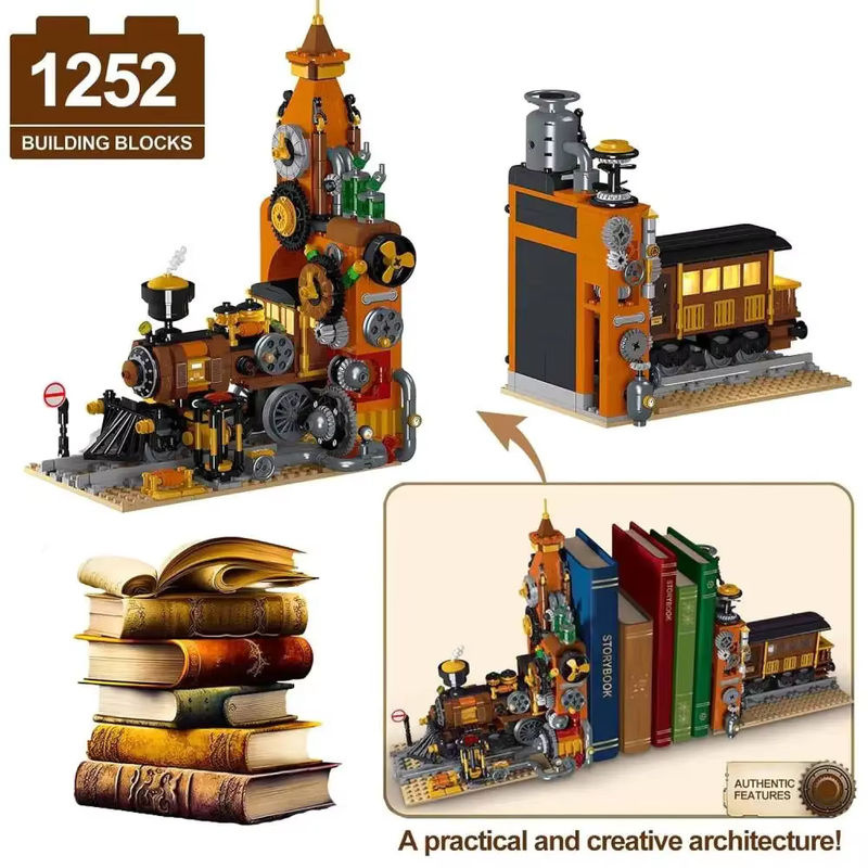 CETYL Retro-Dampfzug-Bauset Steampunk-Modell aus Kunststoff in Mehrfarbig als dekorative Buchstützen - Bild 6