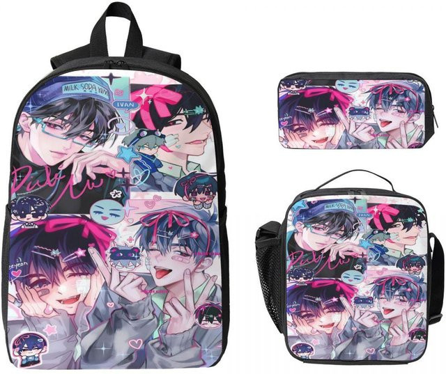 Schultaschen-Set von Fancy Style Studio mit Rucksack, Brotdose und Federmäppel im Ivan Alien Anime Design für Kinder, mehrfarbig - Bild 1