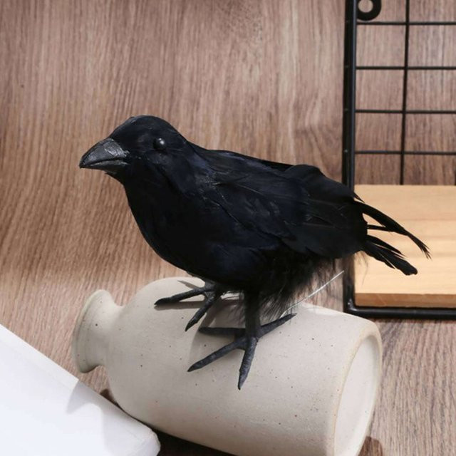 Schwarze Simulation Krähe als Vogelscheuche zur Schädlingsbekämpfung für Garten und Außenbereich - Bild 1