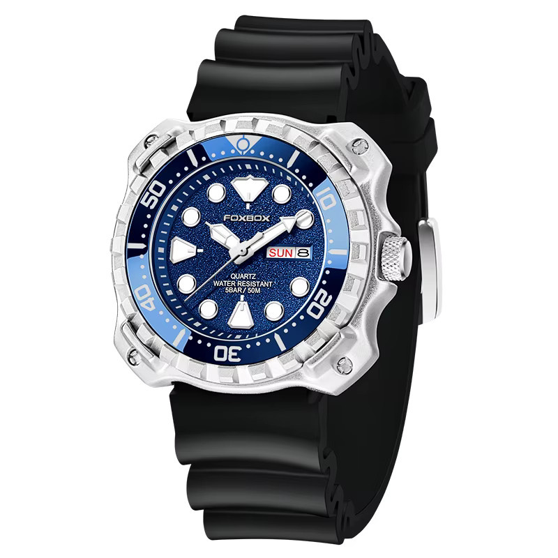 FOXBOX Armbanduhr Quarz, Silikon, Blau, Herren - Bild 7