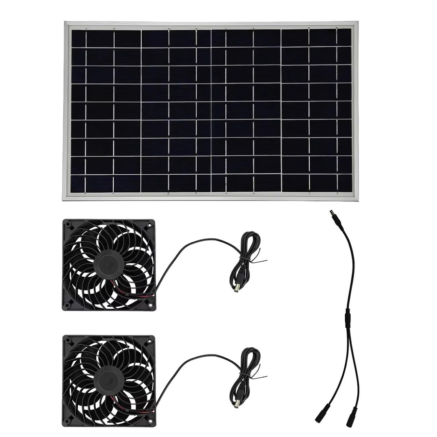 EESBAO 10W Solarbetriebener Lüfter in Schwarz für Tierhäuser, Hühnerställe, Gewächshäuser und Schuppen zur Außenkühlung und Luftzirkulation - Bild 5