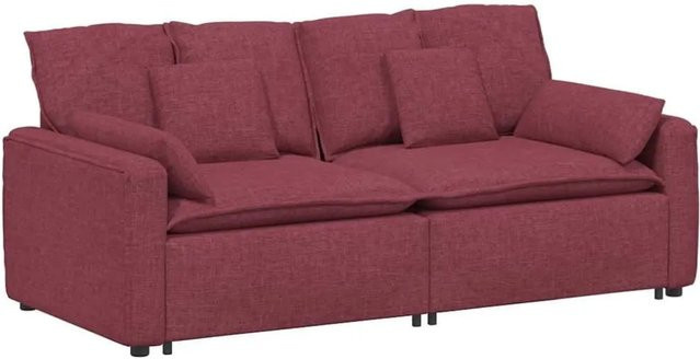 vidaXL Modulares Sofa in Weinrot mit Kissen und Armlehnen - Bild 1