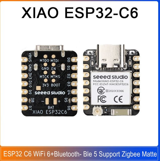 Seeed Studio XIAO ESP32-C6 WiFi 6 und Bluetooth BLE 5 Modul mit Zigbee und Matter Unterstützung in Schwarz - Bild 1