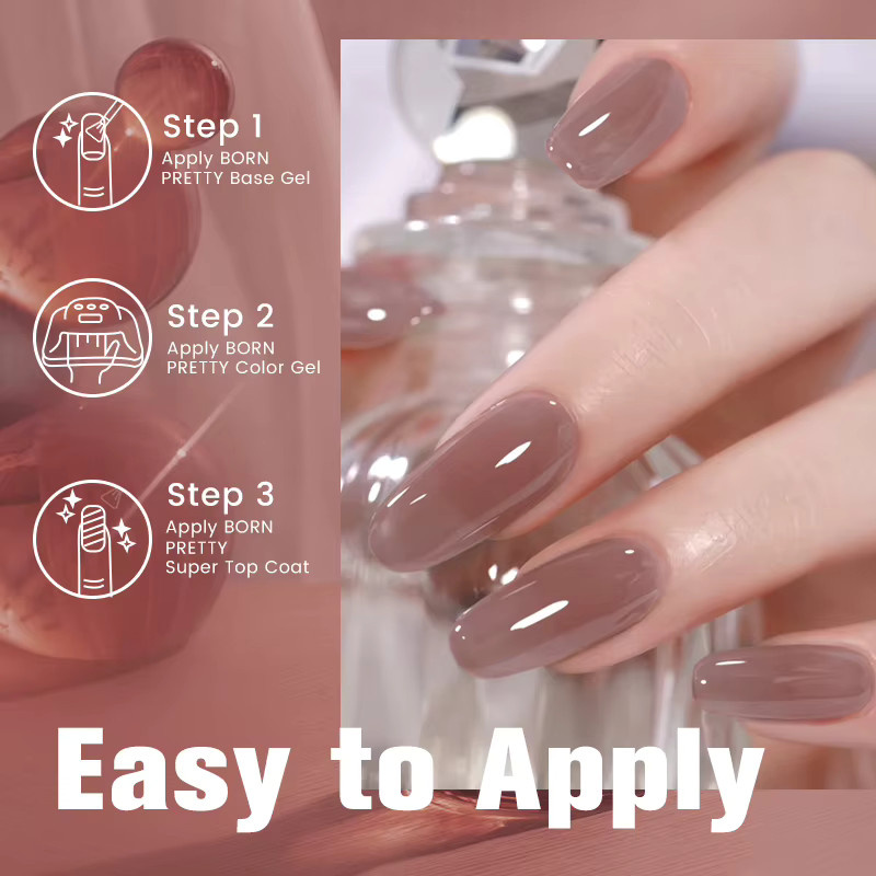 BORN PRETTY Jelly Nude Gel Nagellack, 10 ml, Crystal Translucent Coffee - Bild 2