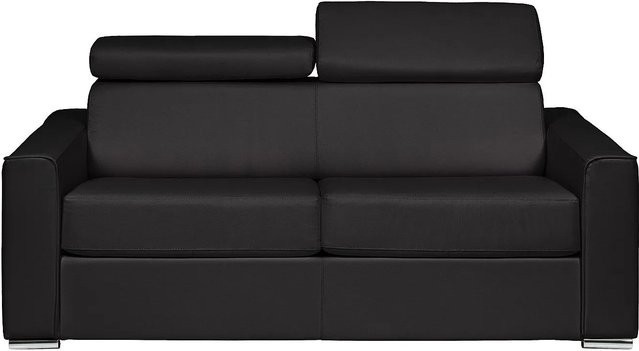 Vente-unique Schlafsofa Vizir in Schwarz mit verstellbarer Kopfstütze und Kunstlederbezug, Breite: 216 cm - Bild 1