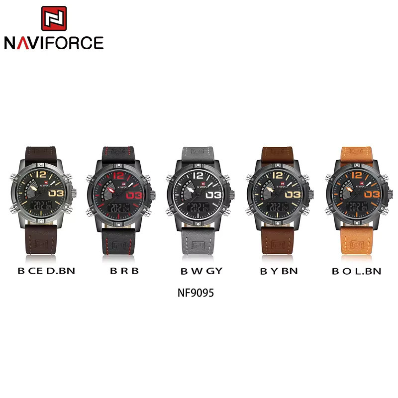NAVIFORCE Armbanduhr, Digitaluhr, Quarz, Leder, Herren, Schwarz - Bild 5