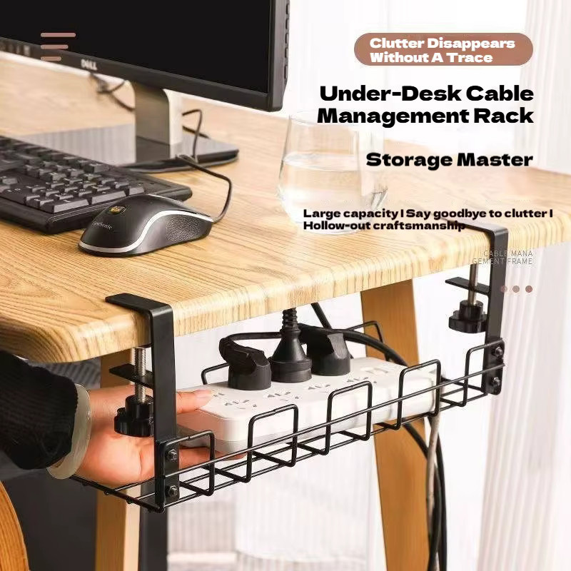 XMSJ Kabelmanagement-Rack für den Schreibtisch in Schwarz zur Kabelorganisation unter dem Tisch - Bild 2