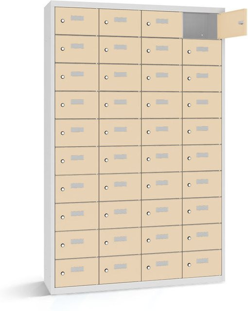 rotstahl Wertfachschrank mit 40 Fächern in Beige, B/T/H: 115 x 30 x 180 cm - Bild 1