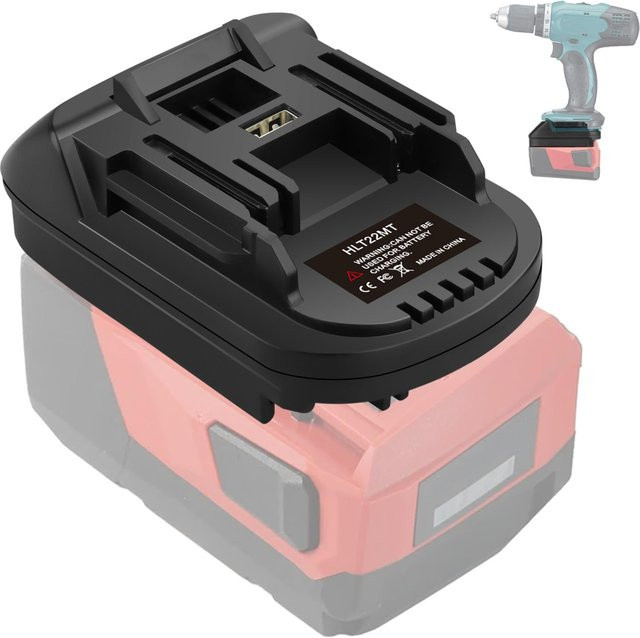 HLT22MT Batteriekonverter von Hilti für 22V B22 zu Makita 18V BL1850 BL1860 mit USB-C Anschluss in Schwarz - Bild 1
