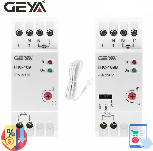GEYA THC-109B Fotozelle Lichtcontroller mit Dämmerungssensor für AC220V zur DIN-Schienen-Montage - Bild 1