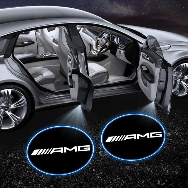 LED Autotür Projektorlampen Willkommenslicht Emblem für Mercedes-Benz AMG in Schwarz - Bild 1