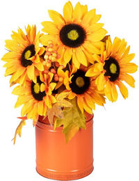 Herbstliches Gesteck Sonnenblumen-Traum von viva domo in Orange und Gelb - Bild 1