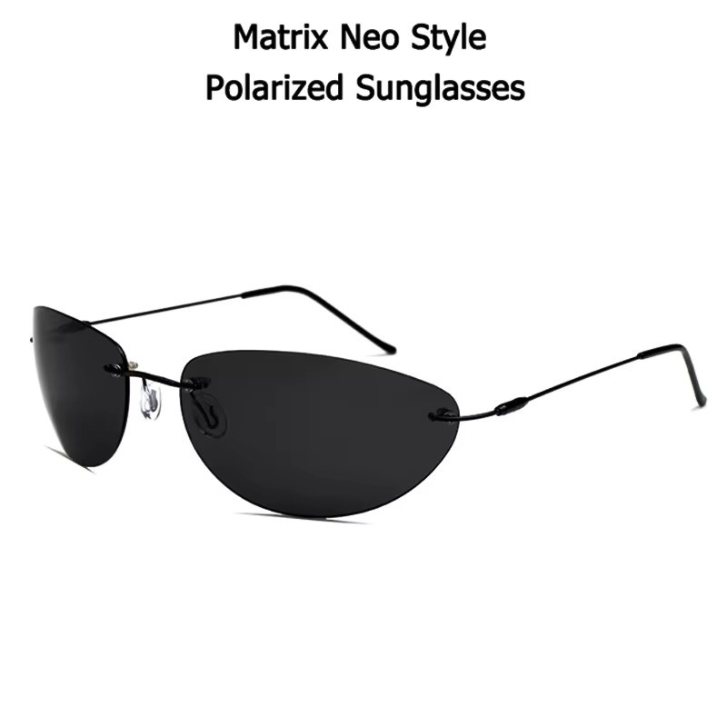 ISENGHUO Sonnenbrille, randlos, Titan, polarisiert, Herren, schwarz - Bild 3