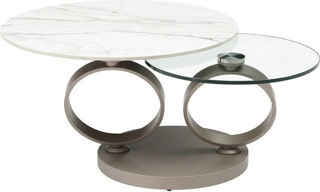 Couchtisch Joline Maison Céphy in Transparent und Weiß mit Keramik und Sicherheitsglas - Bild 1