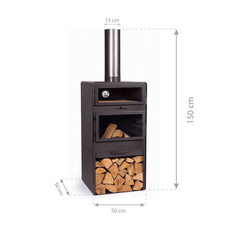 CookKing Terrassenofen Vento Plus mit Pizzaofen, schwarz, B/H/T: 50 x 150 x 50 cm - Bild 7