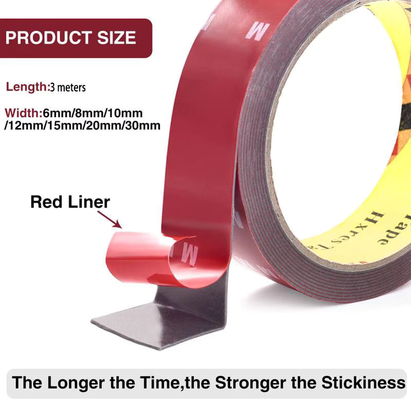 Extra starkes doppelseitiges Klebeband in Rot, 3 m Länge, 0,4 mm Dicke, für Auto und Heimindustrie - Bild 6