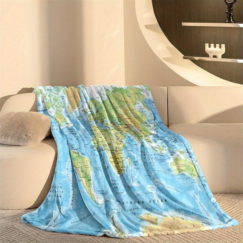 JMG Household Supplies Flanelldecke mit Weltkarten-Aufdruck, Mehrfarbig, B/H: 70 x 100 cm - Bild 2