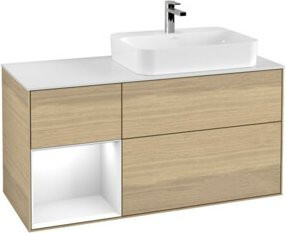 V&B Waschtischunterschrank Finion mit Wandbeleuchtung, Farbe: Braun, Eiche lackiert, Breite: 120 cm, Tiefe: 50,1 cm, Höhe: 50,1 cm - Bild 1
