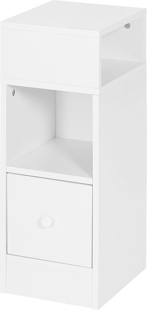 EUGAD schmaler Nachttisch in Grau mit 2 offenen Regalen und 1 Schublade, moderner Aufbewahrungsschrank für das Schlafzimmer, B/T/H: 25 x 30 x 66 cm - Bild 1