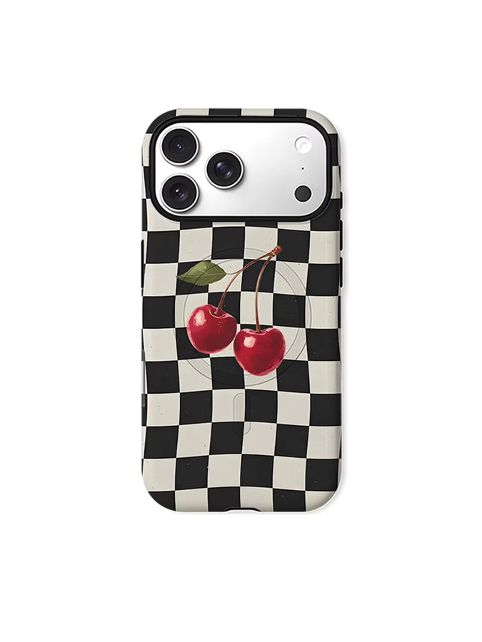 CaseChic Schutzhülle mit MagSafe Kompatibilität und mattem Bumper im Cherry Checker Design für iPhone 17 16 15 14 13 Pro Max Plus, Stoßfest, Hartes PC, Mehrfarbig - Bild 6