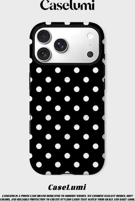CaseLumi Matte Bumper MagSafe Hülle für iPhone 17 16 15 14 13 Pro Max Stoßfeste PC Schutzhülle mit Polka Dots in Schwarz und Weiß - Bild 1