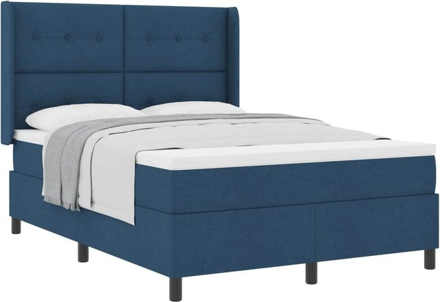 vidaXL Boxspringbett mit Matratze und Kopfteil in Blau, B/T/H: 160 x 200 x 118 cm - Bild 1