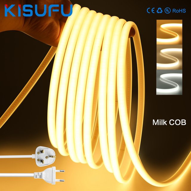 KISUFU COB LED Neonstreifen Licht in Weiß, wasserdichtes superflexibles LED-Band mit 288 LEDs/m, 220V-230V, Cool White - Bild 1