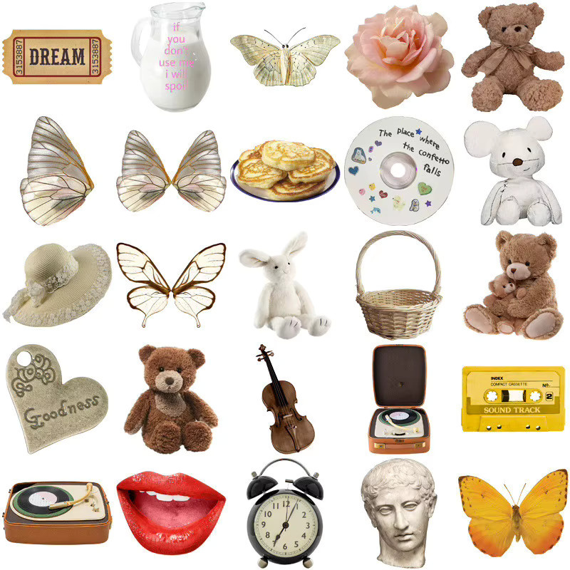 60 Stück Aufkleber Set LanLanStickersWorld im euroamerikanischen Stil mit Bär, David Statue und London Milk Tea Motiven, Mehrfarbig - Bild 3