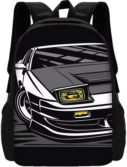 Fancy Style Studio JDM Auto Kinder Schulrucksack Set mit Lunchtasche und Federmäppchen in Schwarz - Bild 1