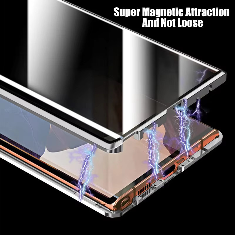 Magnetische Anti-Spionage Schutzhülle für Samsung Galaxy S26 S25 S24 S23 Ultra Note 20 S20 FE Note 10 Plus Note 9 mit doppelseitiger gehärteter Glasabdeckung in Schwarz und Transparent - Bild 3
