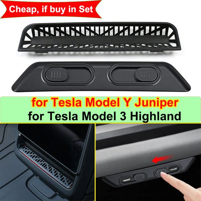Beworth USB-C Anti-Staubschutzabdeckung und Luftauslassschutzabdeckung für Tesla Model 3 Highland und Model Y, Schwarz - Bild 1