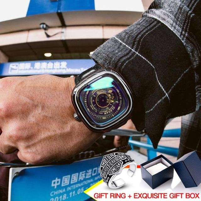 YIRAN Jewelry Chronograph, Automatik, Edelstahl, Grau, Herren - Bild 1