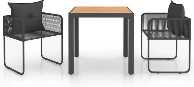 Furnicato 3-teilige Garten-Essgruppe aus PVC-Rattan in Schwarz und Braun - Bild 1