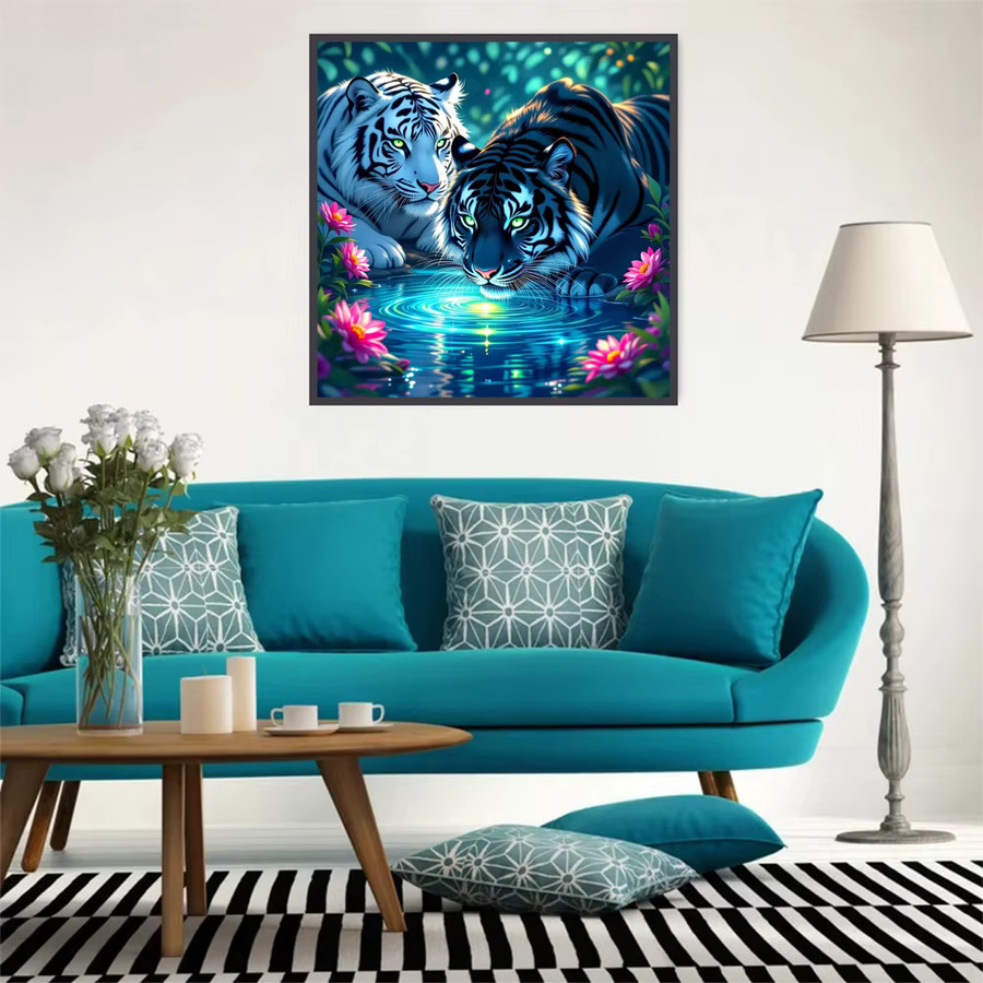 EverShine 5D Diamant Stickerei Kit Tiger DIY Mosaik Kunst Malerei mit runden Steinen in Multicolour - Bild 3
