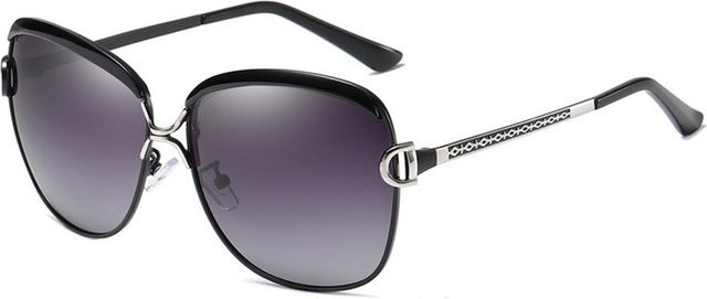 Techsuit 8702 Sonnenbrille, Damen, Vollrand, Metall, Butterfly, schwarz - Bild 1