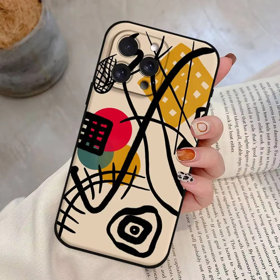 Wassily Kandinsky Abstrakte Handyhülle für Apple iPhone in Schwarz aus weichem Silikon - Bild 5
